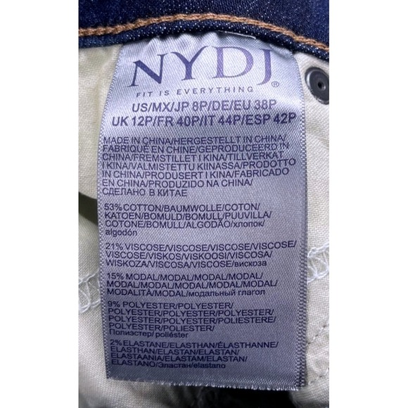 NYDJ Sheri Slim Jeans Women's 8P Dark Wash Stretch Denim Mid Rise Comfort Fit - Picture 6 of 12